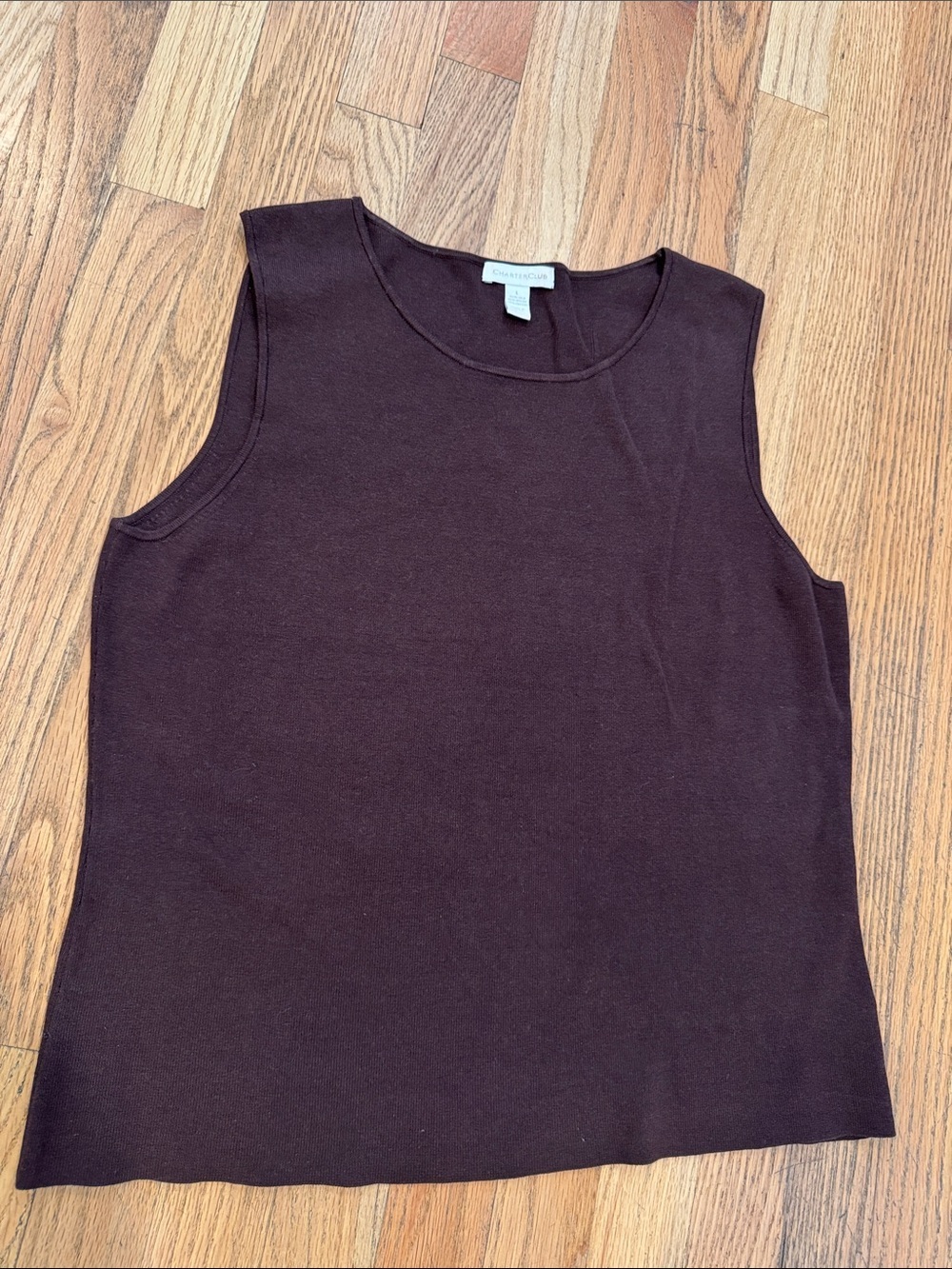 Charter Club Dark Brown Ribbed Sleeveless Tank Large